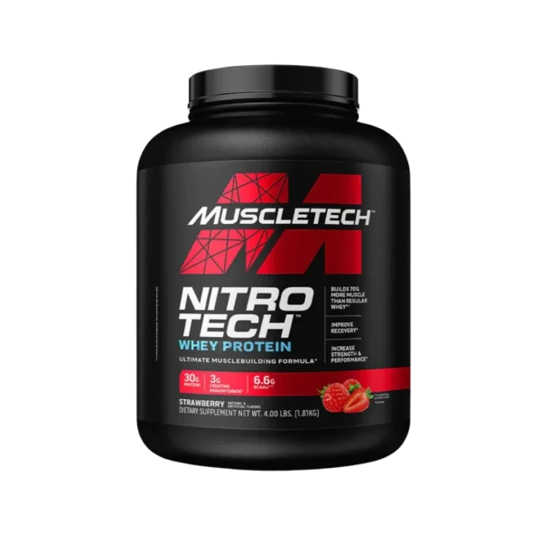 MUSCLETECH NITROTECH WHEY 4LB fresa